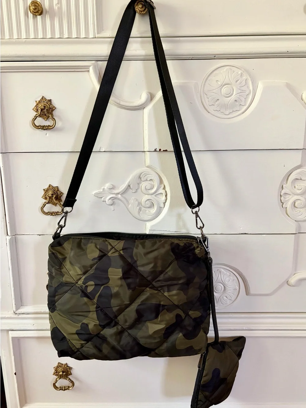 Camo Quilted Crossbody Bag